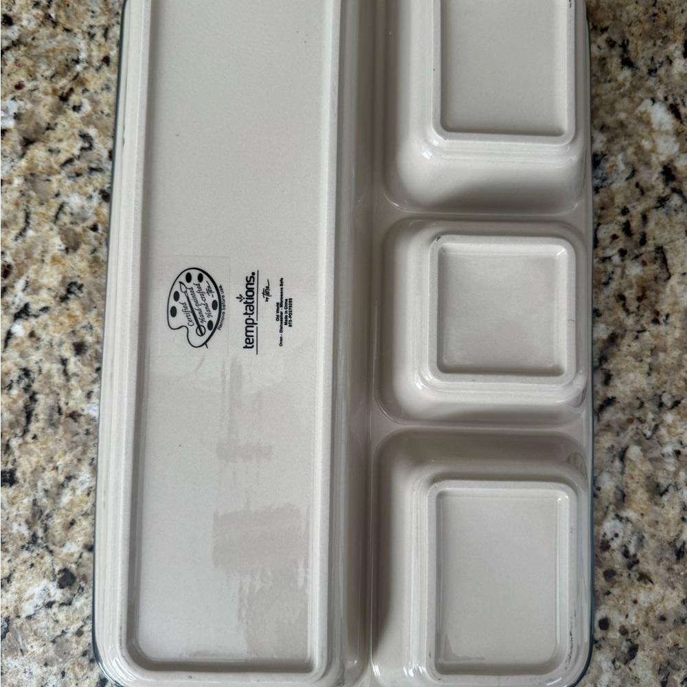 Temptations qold world grey Serving Tray Set stoneware no flaws 12x8 - Picture 4 of 4